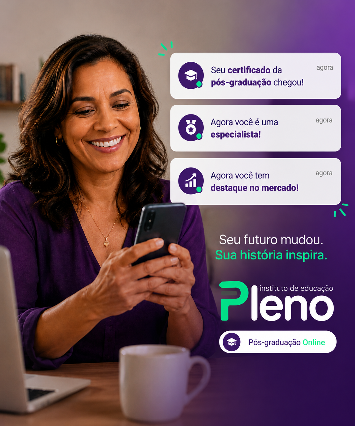 Estudante concluindo pós-graduação online